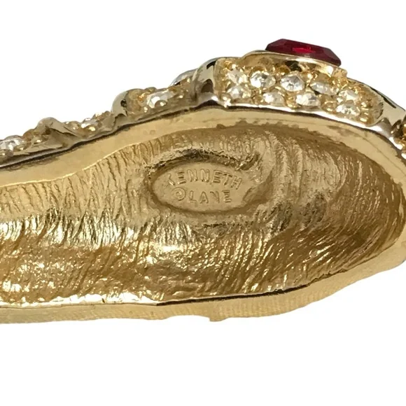Kenneth Lane KJL Snake Hinged Bracelet Clear Crystal Paved Red Eyes Enamel Body - Picture 6 of 8
